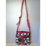 Pocketbook / Purse #46 Messenger Bag Floral Print Design Pink Velvet